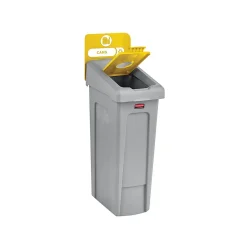 Rubbermaid Slim Jim Single-Stream Recycling Station, 23 Gallon, Gray/Yellow (2185052)