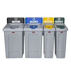 Rubbermaid Slim Jim Single-Stream Recycling Station, 23 Gallon, Gray/Yellow (2185052)