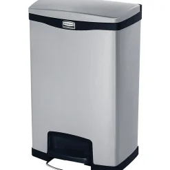 Rubbermaid Slim Jim Stainless Steel Front Step-On Trash Can with Single Rigid Plastic Liner, 13 Gallons (1901992)
