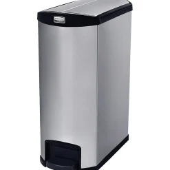 Rubbermaid Slim Jim Stainless Steel Step Trash Can, Black And Metallic, 24 gal. (1902000)