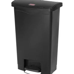 Rubbermaid Slim Jim Step-On Plastic Trash Can with Lid, 13 gal., Black (1883611)