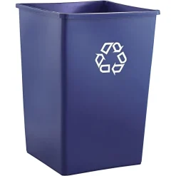 Rubbermaid Untouchable Recycling Waste Containers, Square w/PCR Content, Blue, 35 gallon