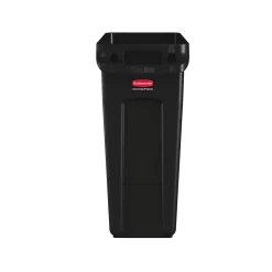 Rubbermaid Vented Slim Jim Resin Trash Can, 16 Gallon, Black (1955959)