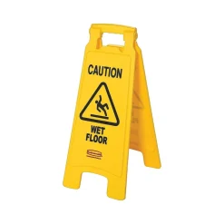 Social Distance Signage<Rubbermaid Wet Floor Sign, 25"H x 11"W, Yellow (FG611277YEL)