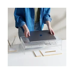 Russell+Hazel Monitor Stand with Drawer, Clear/Gold (98149)* Monitor Mounts & Stands