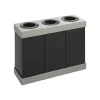 Safco At-Your-Disposal Corrugated Plastic Three Bin Trash and Recycling Bins, Black, 28 Gal. (9798BL)