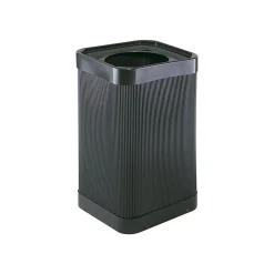 Safco At-Your-Disposal Outdoor Trash Can With Lid, Black HDPE, 38 Gal. (9790BL)