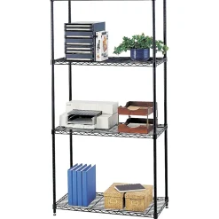 Hot Commercial 4-Shelf Wire Stand Alone, 36", Black (5276BL) Shelving