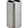 Safco Dual Recycling Receptacle Steel Trash Can with no Lid, Satin Stainless, 30.1 gal. (9931SS)