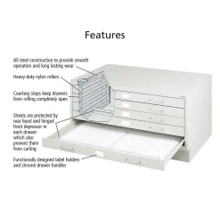 Online ® Facil Steel Small Flat File, Light Gray File Cabinets