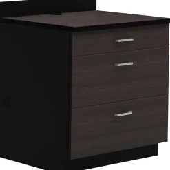 Discount 36"H Modular Break Room Three Drawer Base Cabinet, Asian Night/Black (1703AN) Storage Cabinets