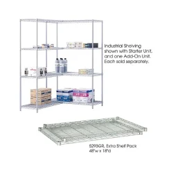 Outlet Industrial Extra 2-Shelf Metal Shelf, 48.03", Metallic Gray (5293GR) Shelving