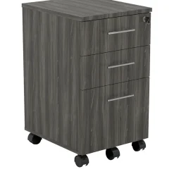 Outlet Medina 3-Drawer Mobile Vertical File Cabinet, Letter Size, Lockable, 26.75"H x 15.5"W x 18"D, Gray (MNBBFLGS) File Cabinets