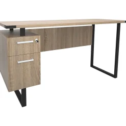 Clearance Mirella SOHO 62"W Desk with Built-In Pedestal, Sand Dune (5513SDD) Office Desks