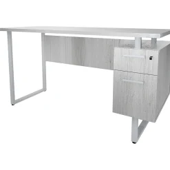 Discount Mirella SOHO 62"W Desk with Built-In Pedestal, White Ash (5513WAH) Office Desks