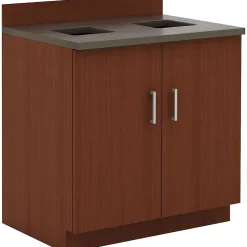 Sale Modular 36"H Break Room Waste Management Base Cabinet, Mahogany/Slate(1707MH) Storage Cabinets
