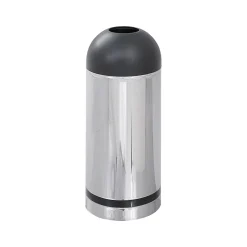 Safco Reflections Indoor Trash Can w/Lid, Chrome/Black Steel, 15 Gal. (9871)