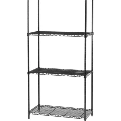 4-Shelves Metal Industrial Wire Shelving, 36"W, Black (5285BL) Shelving