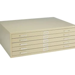 Online ® Steel Flat File, For Sheets up to 43" x 32", 5-Drawer, Tropic Sand, 16 1/2"H x 46 3/8"W x 35 3/8"D File Cabinets
