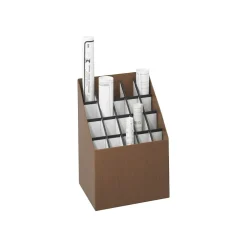 Hot Upright 20-Slot Mobile Roll File, 22"H x 15"W x 12"D, Walnut Wood (3081) File Cabinets