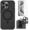 Cell Phone Cases<SaharaCase Armor Series Hard Shell Case, Tempered Glass Screen, Camera Protector for iPhone 15 Pro Max, Black (CP482ZD128ZD131)