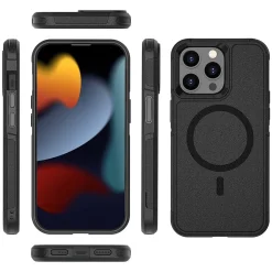 Cell Phone Cases<SaharaCase Armor Series Hard Shell Case, Tempered Glass Screen, Camera Protector for iPhone 15 Pro Max, Black (CP482ZD128ZD131)