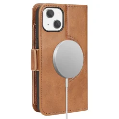 Cell Phone Cases<SaharaCase Folio Wallet MagSafe Phone Case for iPhone 15, Shock Absorbing, Brown (CP00446)
