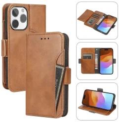 Cell Phone Cases<SaharaCase Folio Wallet MagSafe Phone Case for iPhone 15 Pro, Shock Absorbing, Brown (CP00468)