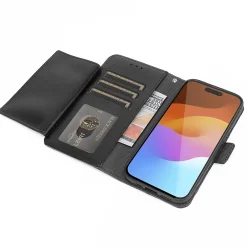 Cell Phone Cases<SaharaCase Folio Wallet MagSafe Phone Case for iPhone 15 Pro Max, Shock Absorbing, Black (CP00480)