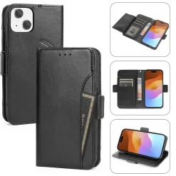 Cell Phone Cases<SaharaCase Folio Wallet MagSafe Phone Case for iPhone 15 Plus, Shock Absorbing, Black (CP00454)