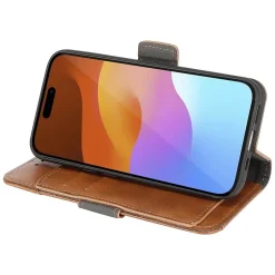 Cell Phone Cases<SaharaCase Genuine Leather Wallet Case, Tempered Glass Screen, Camera Protector for iPhone 15 Pro Max, Brown (CP481ZD128ZD131)