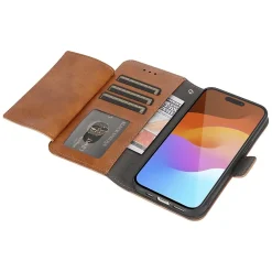 Cell Phone Cases<SaharaCase Genuine Leather Wallet Case, Tempered Glass Screen, Camera Protector for iPhone 15 Pro Max, Brown (CP481ZD128ZD131)