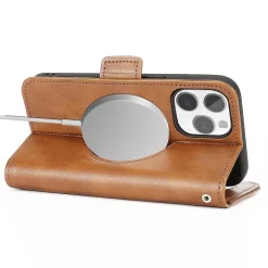 Cell Phone Cases<SaharaCase Genuine Leather Wallet Case, Tempered Glass Screen, Camera Protector for iPhone 15 Pro Max, Brown (CP481ZD128ZD131)