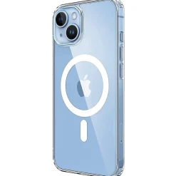 Cell Phone Cases<SaharaCase Hybrid-Flex Hard Shell MagSafe Phone Case for iPhone 15 Plus, Shock Absorbing, Clear (CP00450)