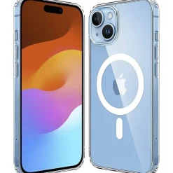 Cell Phone Cases<SaharaCase Hybrid-Flex Hard Shell MagSafe Phone Case for iPhone 15 Plus, Shock Absorbing, Clear (CP00450)