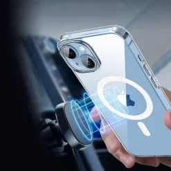 Cell Phone Cases<SaharaCase Hybrid-Flex Hard Shell MagSafe Phone Case for iPhone 15 Plus, Shock Absorbing, Clear (CP00450)