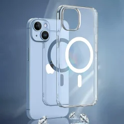 Cell Phone Cases<SaharaCase Hybrid-Flex Hard Shell MagSafe Phone Case for iPhone 15 Plus, Shock Absorbing, Clear (CP00450)