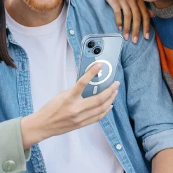 Cell Phone Cases<SaharaCase Hybrid-Flex Hard Shell MagSafe Phone Case for iPhone 15 Plus, Shock Absorbing, Clear (CP00450)