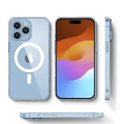 Cell Phone Cases<SaharaCase Hybrid-Flex Hard Shell MagSafe Phone Case for iPhone 15 Pro, Shock Absorbing, Clear (CP00459)