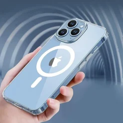 Cell Phone Cases<SaharaCase Hybrid-Flex Hard Shell MagSafe Phone Case for iPhone 15 Pro, Shock Absorbing, Clear (CP00459)