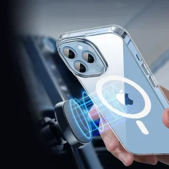 Cell Phone Cases<SaharaCase Hybrid-Flex Hard Shell MagSafe Phone Case for iPhone 15 Pro, Shock Absorbing, Clear (CP00459)