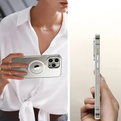 Cell Phone Cases<SaharaCase Hybrid-Flex Kickstand MagSafe Phone Case for iPhone 15 Pro Max, Shock Absorbing, Clear (CP00473)