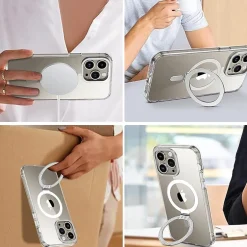 Cell Phone Cases<SaharaCase Hybrid-Flex Kickstand MagSafe Phone Case for iPhone 15 Pro Max, Shock Absorbing, Clear (CP00473)