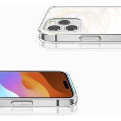 Cell Phone Cases<SaharaCase MagSafe Phone Case for iPhone 15 Pro Max, Shock Absorbing, White Marble (CP00476)