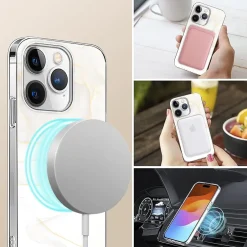 Cell Phone Cases<SaharaCase MagSafe Phone Case for iPhone 15 Pro Max, Shock Absorbing, White Marble (CP00476)