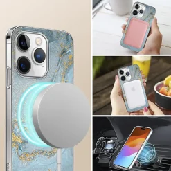 Cell Phone Cases<SaharaCase MagSafe Phone Case for iPhone 15 Pro Max, Shock Absorbing, Blue Marble (CP00475)