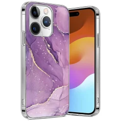 Cell Phone Cases<SaharaCase MagSafe Phone Case for iPhone 15 Pro, Shock Absorbing, Purple Marble (CP00461)