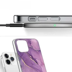 Cell Phone Cases<SaharaCase MagSafe Phone Case for iPhone 15 Pro, Shock Absorbing, Purple Marble (CP00461)