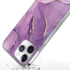 Cell Phone Cases<SaharaCase MagSafe Phone Case for iPhone 15 Pro, Shock Absorbing, Purple Marble (CP00461)