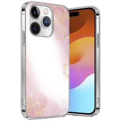 Cell Phone Cases<SaharaCase MagSafe Phone Case for iPhone 15 Pro Max, Shock Absorbing, Pink Marble (CP00477)